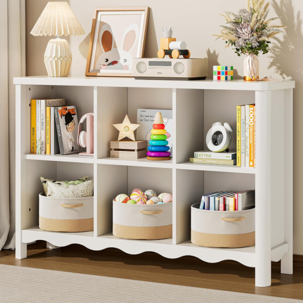 Six-compartment combination toy storage bookshelf and children's display cabinet
